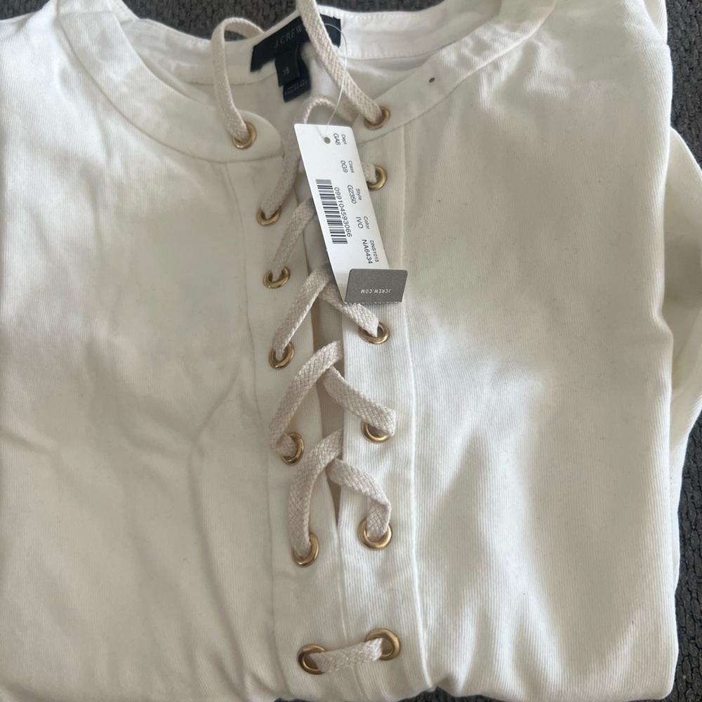 J. Crew Women's Lace-Up Cream thick blouse